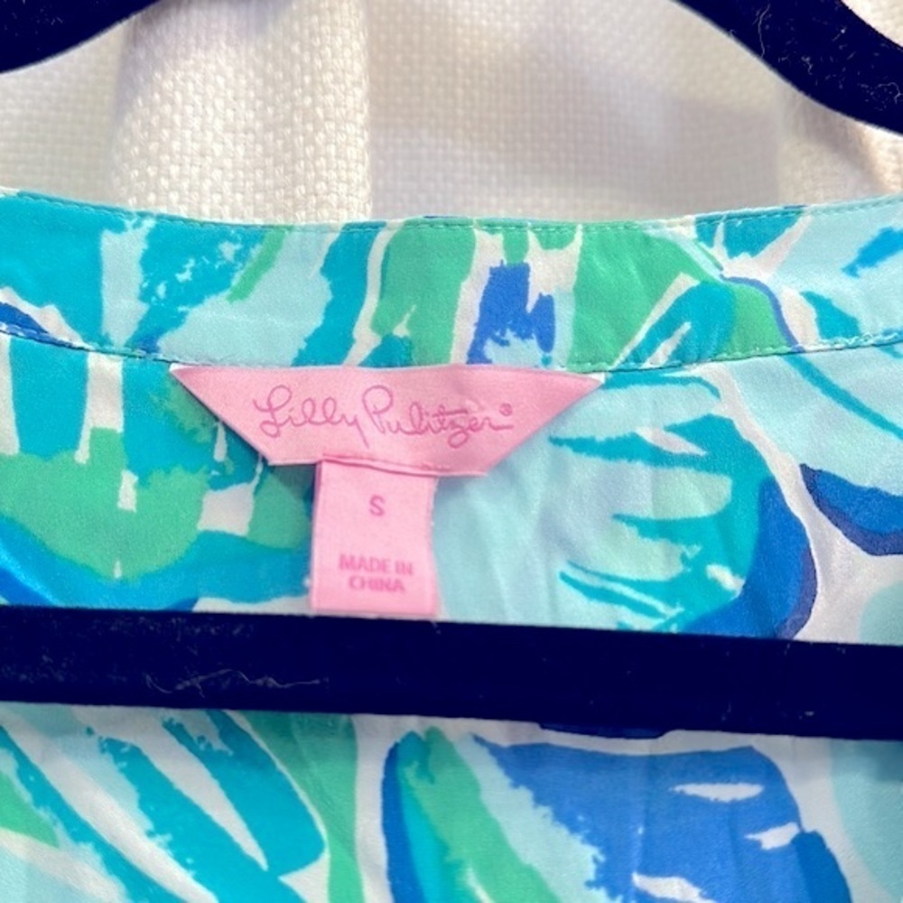 LILLY PULITZER Womens Agate Green Lazy River Delphine Stretch Silk Tunic Dress S - Picture 5 of 11